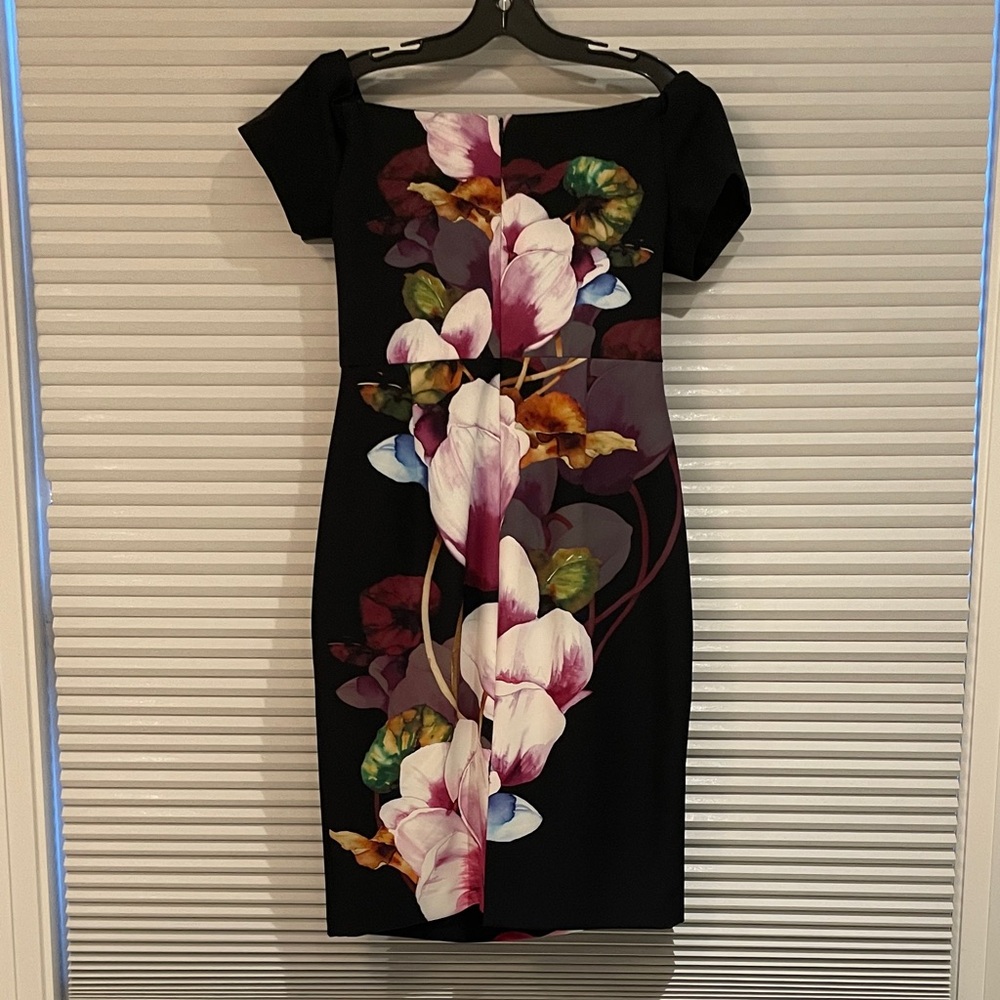 Trina Turk Black Dress with Pink and White Floral Design - NWOT - Picture 3 of 4